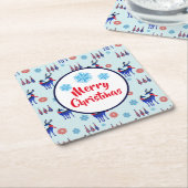 rendieren, kerstbomen en sneeuwvlokken kartonnen onderzetters (Schuin)