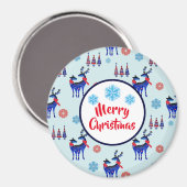 rendieren, kerstbomen en sneeuwvlokken magneet (Voorkant / Achterkant)