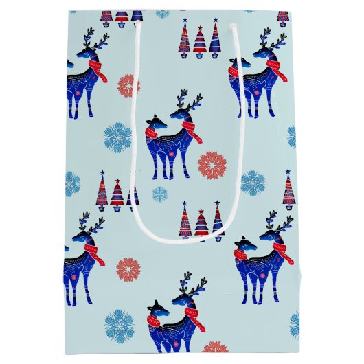 rendieren, kerstbomen en sneeuwvlokken medium cadeauzakje (Achterkant)