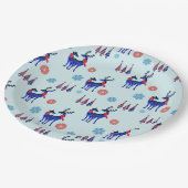 rendieren, kerstbomen en sneeuwvlokken papieren bordje (Gekanteld)