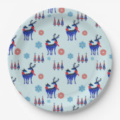 rendieren, kerstbomen en sneeuwvlokken papieren bordje (Voorkant)