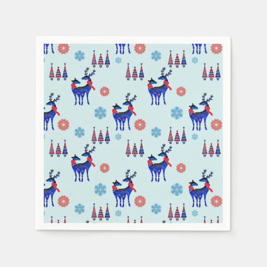 rendieren, kerstbomen en sneeuwvlokken servet (Voorkant)