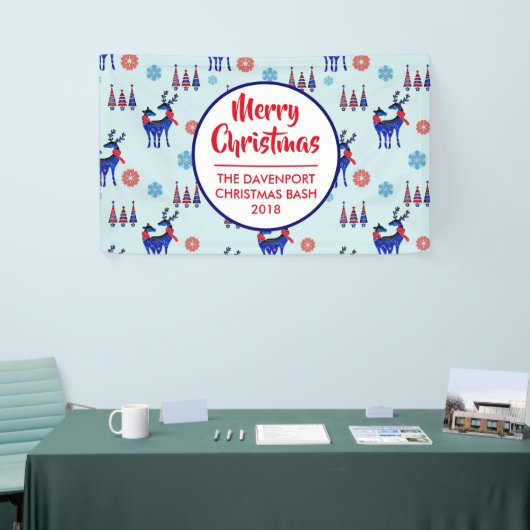 rendieren, kerstbomen en sneeuwvlokken spandoek (Beurs)