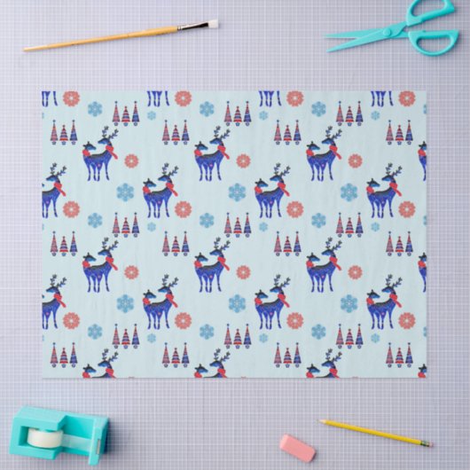 rendieren, kerstbomen en sneeuwvlokken tissuepapier (Craft)