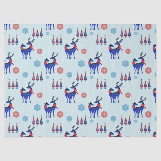 rendieren, kerstbomen en sneeuwvlokken tissuepapier (Voorkant)