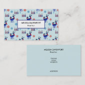 rendieren, kerstbomen en sneeuwvlokken visitekaartje (Voorkant / Achterkant)