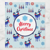 rendieren, kerstbomen en sneeuwvlokken wijn etiket (Enkel label)