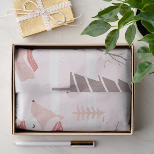 Rendieren Kerstbomen Moderne Roze Kerstmis Tissuepapier (Geschenk)