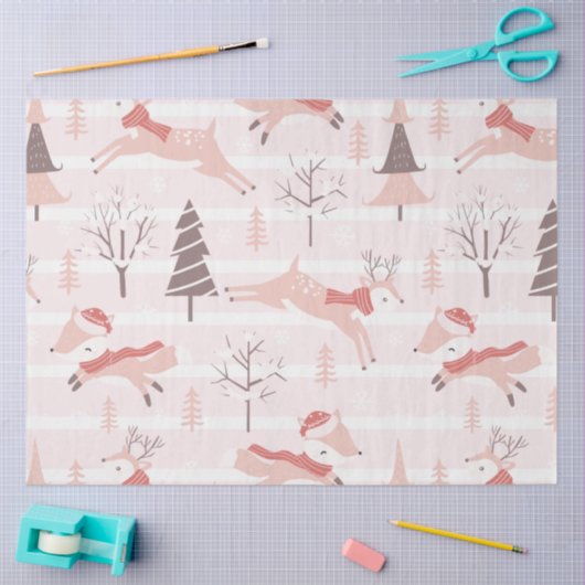 Rendieren Kerstbomen Moderne Roze Kerstmis Tissuepapier (Craft)