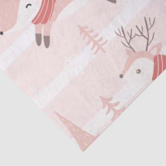 Rendieren Kerstbomen Moderne Roze Kerstmis Tissuepapier (Detail)
