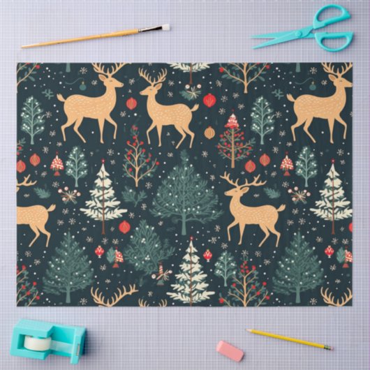 Rendieren Kerstbomen Ornamenten Kerst Tissuepapier (Craft)
