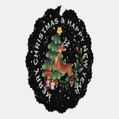 Rendieren & Kerstboom, GEPERSONALISEERDE KERSTMIS Ornament Kaart (Rechts)
