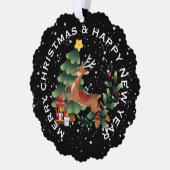 Rendieren & Kerstboom, GEPERSONALISEERDE KERSTMIS Ornament Kaart (Links)