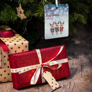 Rendieren Kerstboom sneeuw Metalen Vierkant Orname Metalen Ornament