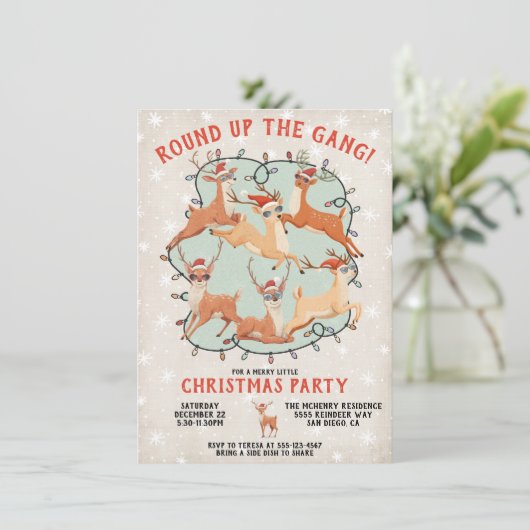 Rendieren kerstfeest voor volwassenen of kinder fe kaart (Staand voorkant)