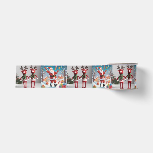 Rendieren & Kerstman Grosgrain Lint (Voorkant)