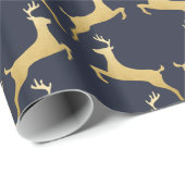 rendieren | kerstolie Antler | Navy Blue Cadeaupapier (Rol Hoek)