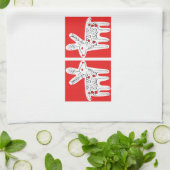 Rendieren kussen rood en groen theedoek (Gevouwen)