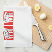 Rendieren kussen rood en groen theedoek (Quarter Fold)