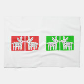 Rendieren kussen rood en groen theedoek (Horizontaal)