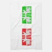 Rendieren kussen rood en groen theedoek (Verticaal)