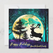 Rendieren Leaping Volle maan Vakantie*personaliser Feestdagenkaart (Voorkant)