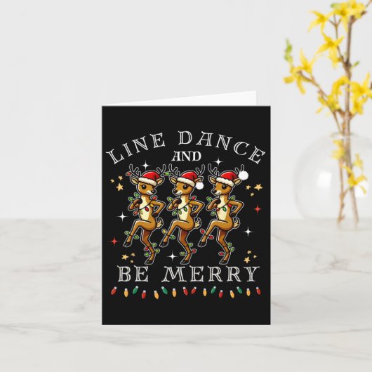 Rendieren lijn dansen en wees vrolijk kerstfeest kaart (Gele Bloem)