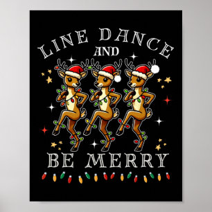 Rendieren lijn dansen en wees vrolijk kerstfeest poster