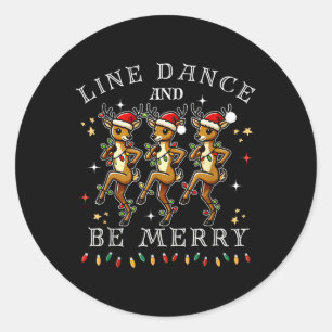 Rendieren lijn dansen en wees vrolijk kerstfeest ronde sticker