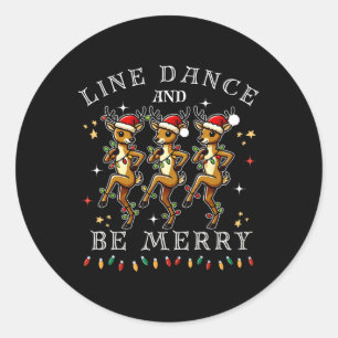 Rendieren lijn dansen en wees vrolijk kerstfeest ronde sticker