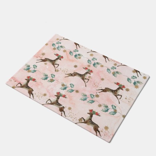rendieren met bloemen in het patroon van Antlers Deurmat (Schuin)