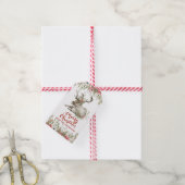 rendieren met bloemen | Vroegere kerstcadeauLabels Cadeaulabel (Met Touw)