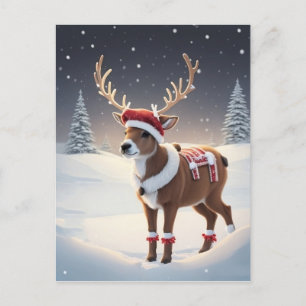 Rendieren met een kerstmuts feestdagenkaart