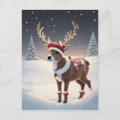 Rendieren met een kerstmuts feestdagenkaart (Voorkant)