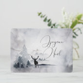 Rendieren met grote gewei Waterverf kerst Feestdagenkaart (Staand voorkant)