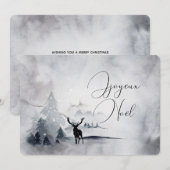 Rendieren met grote gewei Waterverf kerst Feestdagenkaart (Voorkant / Achterkant)