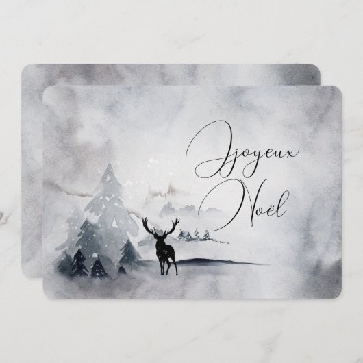 Rendieren met grote gewei Waterverf kerst Feestdagenkaart (Voorkant / Achterkant)