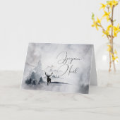 Rendieren met grote gewei Waterverf kerst Kaart (Gele Bloem)