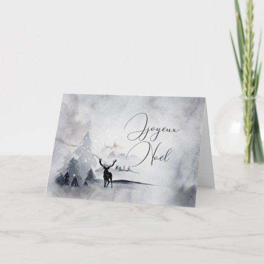 Rendieren met grote gewei Waterverf kerst Kaart (Voorkant)