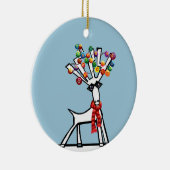 rendieren met heilige , smaakvol kerstlicht keramisch ornament (Rechts)