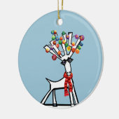 rendieren met heilige , smaakvol kerstlicht keramisch ornament (Links)