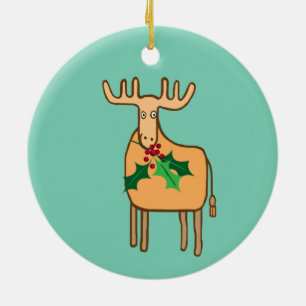 rendieren met heilige , smaakvol kerstlicht keramisch ornament