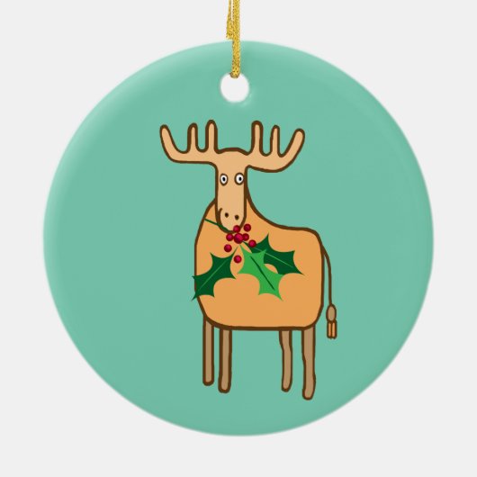 rendieren met heilige , smaakvol kerstlicht keramisch ornament (Achterkant)