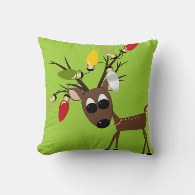rendieren met kerstboomverlichting kussen (Voorkant)