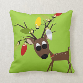 rendieren met kerstboomverlichting kussen