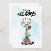 Rendieren met kerstlichtjes feestdagenkaart (Voorkant / Achterkant)