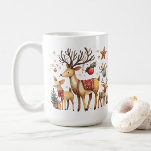 Rendieren met Kerstmis achtergrond Koffiemok