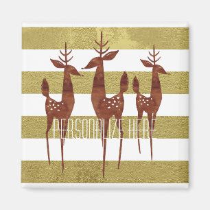 Rendieren midden eeuw goud en wit gestreept magneet