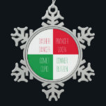 RENDIEREN NAMEN Pewter Snowflake Ornament<br><div class="desc">Het ontwerp op dit RENDIER NAMEN pewter sneeuwvlok ornament is alle namen van Santa's rendieren. * Typ eenvoudig een andere naam om een van de bestaande namen te vervangen door "Deze sjabloon personaliseren". * Andere ornamenten en bijpassende producten zijn beschikbaar in de categorie RENDIEREN NAMEN van mijn winkel. ** Als...</div>