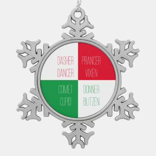 RENDIEREN NAMEN Pewter Snowflake Ornament (Voorkant)